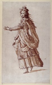 ナイアードのような女性（紙にペン、インク 作： Inigo Jones
