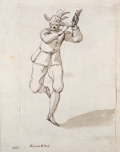 ナッカーズとベルを持つ男（紙にペン＆インク 作： Inigo Jones
