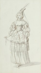 クロリス：ヘンリエッタ・マリアのための代替スケッチ、1631年頃（紙にペンとインク 作： Inigo Jones