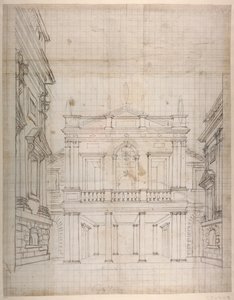 キューピッドの宮殿」1619-23年頃（紙にペンとインク 作： Inigo Jones