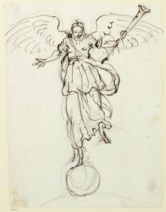 名声」下絵、1631年頃（紙にペン・インク 作： Inigo Jones