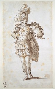 盾を持つ騎士や従者（紙にペン＆インク 作： Inigo Jones