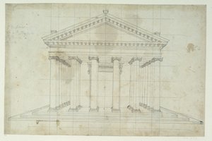 ダイアナの第二神殿 1635年頃 紙にペンとインク 作： Inigo Jones