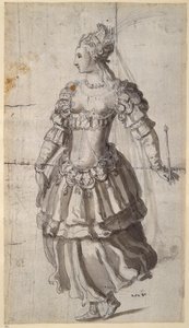 正体不明の女王（紙にペン＆インク 作： Inigo Jones