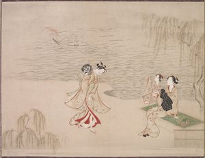海辺の美女c。 1765-1792。 作： Ippitsusai Bunchō
