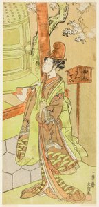 芝居日高川入合桜の清姫役の四代目岩井半四郎、1770年、九月森田座で上演 作： Ippitsusai Bunchō