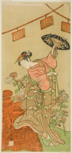 The Actor Iwai Hanshiro IV as Otatsu-gitsune in the Play Nue no Mori Ichiyo no Mato, Performed at the Nakamura Theater in the Eleventh Month, 1770 作： Ippitsusai Bunchō