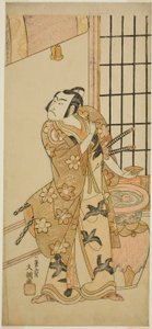 芝居江戸の花若柳蘇我(?)で工藤祐経(?)を演じた二代目沢村宗十郎、1769年二月(?)市村座(?)で上演 作： Ippitsusai Bunchō