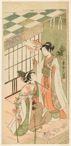 The Shrine Dancers (Miko) Ohatsu and Onami 作： Ippitsusai Bunchō