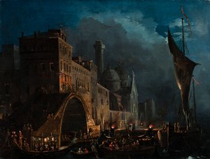 ベネチアのガラの夜、1825-1835年。 作： Ippolito Caffi