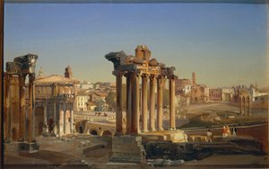 イタリア、ローマ、土星神殿のあるフォロ・ロマーノの眺め（Ippolito Caffi作 作： Ippolito Caffi