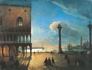 月明かりのサン・マルコ広場、ヴェネツィア、Ippolito Caffi（1809-1866）作、油彩・キャンバス、52x70cm 作： Ippolito Caffi