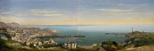 港のあるジェノヴァの眺め 作： Ippolito Caffi