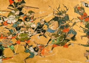 大坂の陣の場面を描いた中2枚のパネル、2005年（写真）