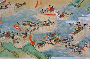 平家と源氏が戦った壇ノ浦の合戦絵巻 2005年（写真） 作： Ira Block