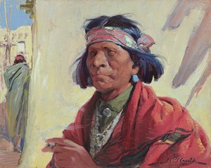 タオスインディアン（キャンバスに油彩） 作： Ira Diamond Gerald Cassidy