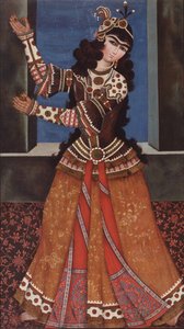 カスタネットと踊る少女、19世紀初頭。 作： Iranian Master