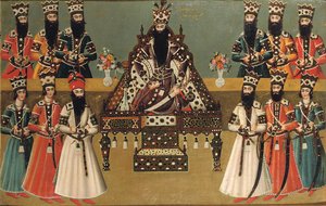 ファス「アリ・シャーと彼の直接の廷臣、1815年 作： Iranian School