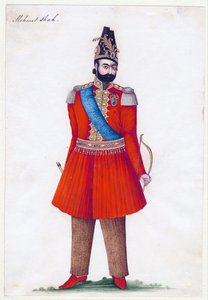 ペルシャ王モハンマド・シャー・カジャール（1808-1848） - イランの巨匠 - 1835 - 紙にガッシュ - 24,2x16,5 - プライベートコレクション 作： Iranian School