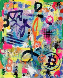 鮮やかなビットコインのグラフィティ