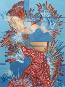 赤いドレスと四十雀、2015 作： Irina Corduban