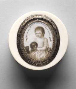 少年の肖像が描かれた箱、1790年頃（象牙のセピア 作： Irish School