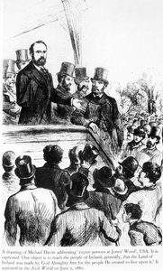 1880年6月5日、アイリッシュワールド出身の米国ジョーンズウッドで10万人に対応するマイケルダビット