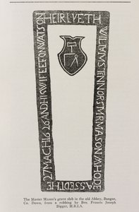 1626年付けの古いバンガーダウン修道院のマスターメソンの墓スラブからの印刷 作： Irish School