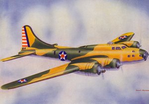 ボーイングB-17E、フライング・フォートレス（カラーリトグラフ）