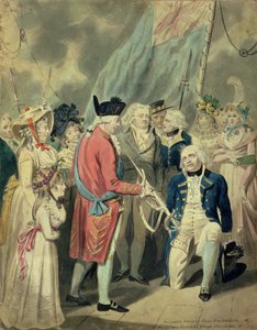 コリングウッド提督 (1750-1810) 銀の剣を受け取る (紙に水彩)