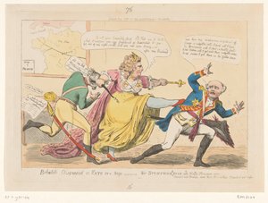 カトリーナ 2 世のスポットプレント、1792 年 ボバディルの不名誉または怒りのケイト - ブランズウィック公爵のために (オブジェクトのタイトル) 作： Isaac Cruikshank