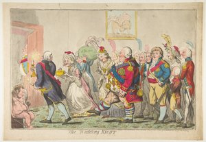 結婚式の夜、1797 年 5 月 20 日。 作： Isaac Cruikshank