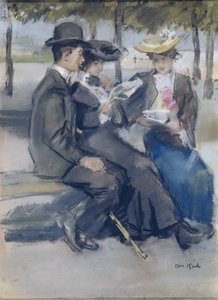 パリ近郊のブローニュの森で 作： Isaac Israels (signed by artist)