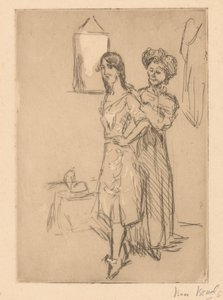 帽子をかぶった若い女性 帽子屋で (オブジェクトのタイトル) 作： Isaac Israels (signed by artist)