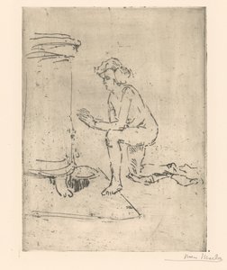 ストーブ用ひざまずくモデル 作： Isaac Israels (signed by artist)