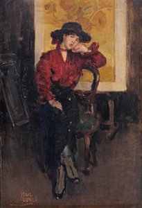 フィンセント・ファン・ゴッホのひまわりの前でポーズをとる優雅な女性 1916-20年頃 油彩・カンヴァス 作： Isaac Israels