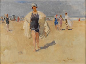 ヴィアレッジョのビーチでの女性 作： Isaac Israels