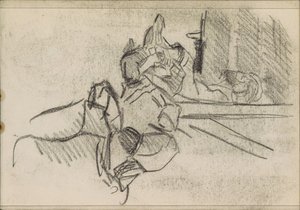 横になっている男性、おそらく眠っている 作： Isaac Israels