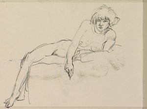 リクライニング女性ヌード 作： Isaac Israels