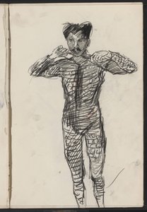 衣装を着た立っている男性、おそらく芸術家 作： Isaac Israels