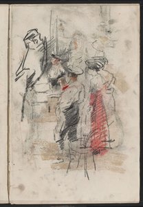 立っている男性と女性、おそらく特別観覧席で 作： Isaac Israels