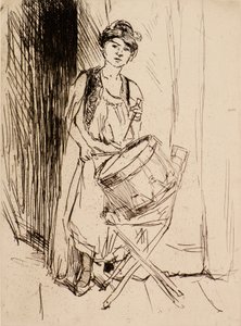 ドラムを持った女性（エッチング） 作： Isaac Israels