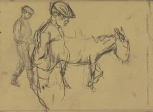 ロバの少年とロバの 2 つの習作 作： Isaac Israels