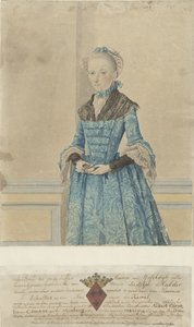 マリア・ファン・アイセルダイクの肖像、膝丈の立ち姿 作： Isaac Lodewijk la Fargue van Nieuwland