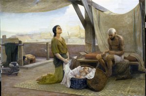 モーセの両親 - Isaac Lvovich Asknazy (1856-1902) 作、キャンバスに油彩 (116x174) 作： Isaac Lvovich Asknazy