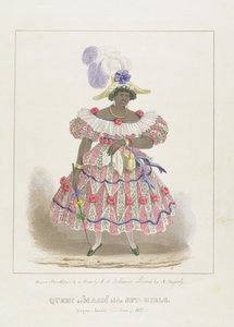 セットガールの女王または「マーム」、「キャラクターのスケッチ...」のプレート1、1838（カラーリソ） 作： Isaac Mendes Belisario