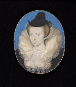 未知の女性、c.1595-1600（カードに置かれたベラムの水彩画）