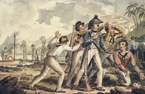 バーニー船長、殺害された船員を発見」、クック船長の航海 作： Isaac Robert Cruikshank