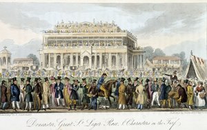Le prix Saint Léger à Doncaster (les courses) - in "The english spy" by Charles Molloy Westmacott, ill by Robert Cruikshank, London 作： Isaac Robert Cruikshank