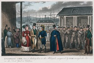 ケント州チャタムの海軍ドックヤードの囚人に見られる素晴らしいジェム、1821年 作： Isaac Robert Cruikshank